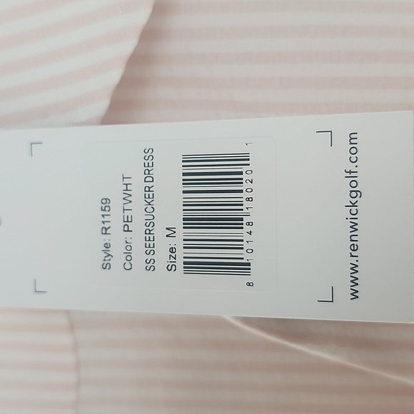 NWT RENWICK Short Sleeve Button Front Seersucker Polo Dress  Pink & White M - Picture 9 of 16